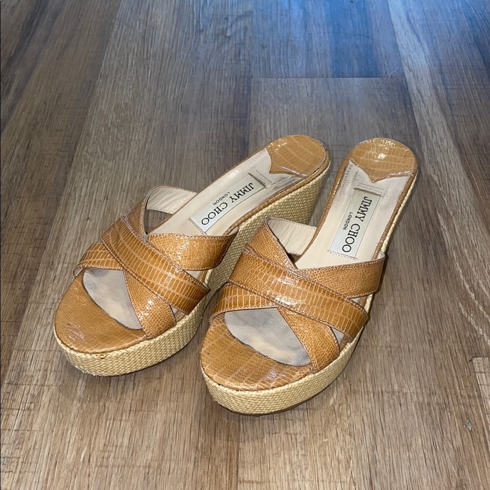 Jimmy Choo Tan Platform Sandals